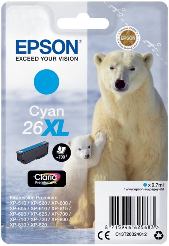 Epson 26XL Origineel Inktcartridge C13T26324012 Cyaan