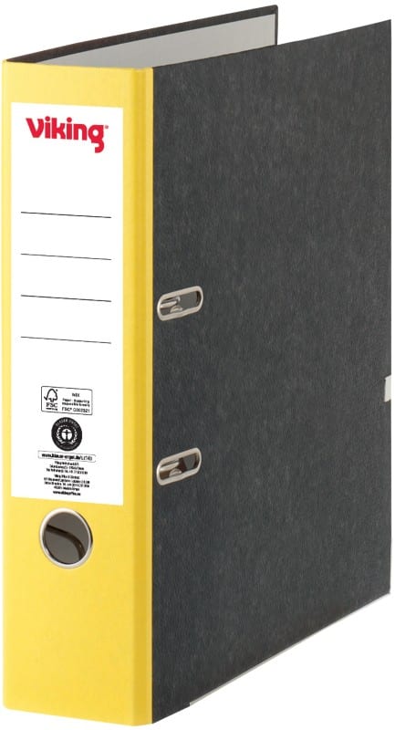 Viking Breed Ordner A4 80 mm Geel, zwart 2 Ringen Karton Wolkenmarmer Staand Gerecycled