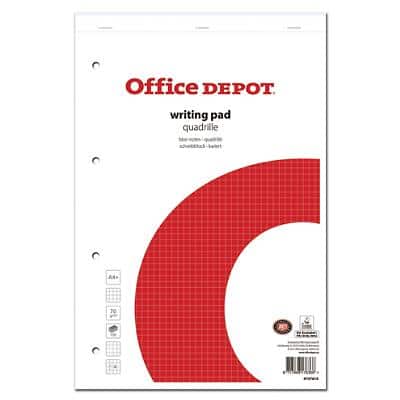 Office Depot A4+ Schrijfblok Papieren kaft Geruit microperforatie 100 Vel