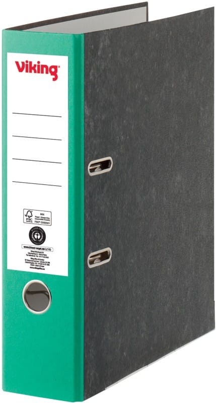 Viking Breed Ordner A4 80 mm Groen, zwart 2 Ringen Karton Wolkenmarmer Staand Gerecycled