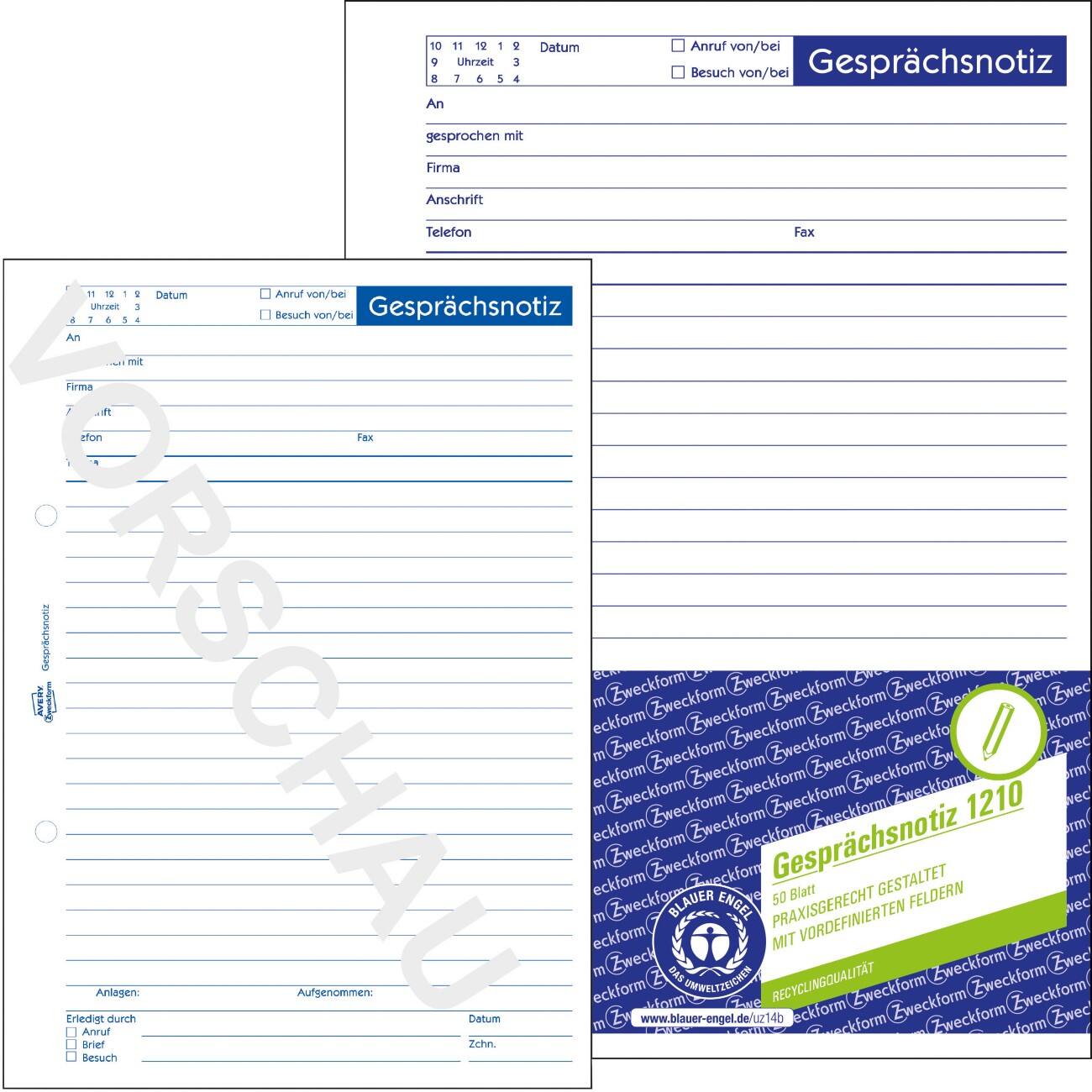AVERY Zweckform 1210 Memo formulieren Wit A5 60 g/m² 50 Vellen