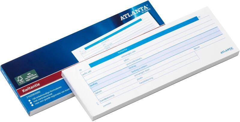 Djois Atlanta Bonnenboek Blauw 74 x 210 mm 70 g/m² 100 Vellen