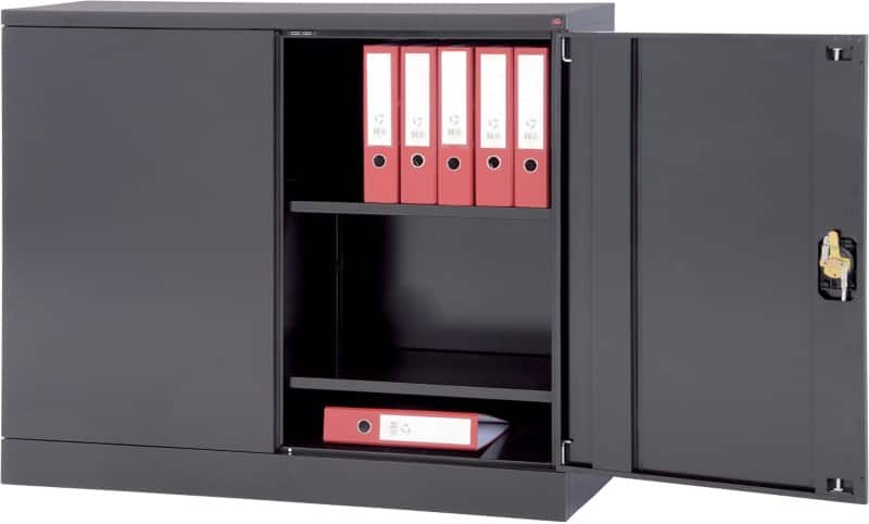 Realspace Draaideurkast Staal 2 Planken Afsluitbaar 1.200 x 420 x 1.000 mm Zwart