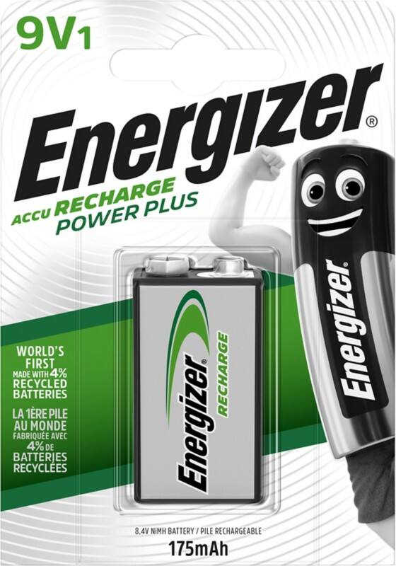 Energizer Batterij Recharge Power Plus 9V 175 mAh Nikkel-metaalhydride (NiMH) 9 V