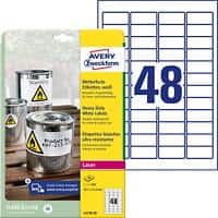 AVERY Zweckform L4778-20 Speciale etiketten A4 Wit 45,7 x 21,2 mm 20 Vellen à 48 Etiketten