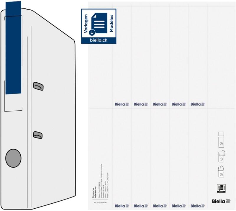 Biella Ordnerrugetiketten A4 Wit 2,7 x 14,5 cm 10 Vellen met 10 Etiketten