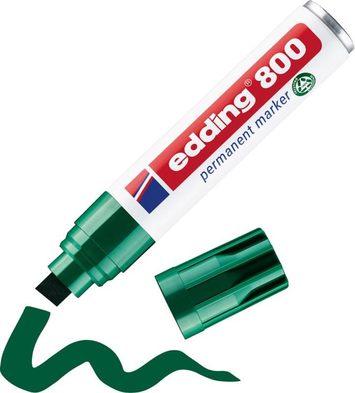 edding 800 Permanentmarker 100% Gerecycled Extra breed Beitelpunt 4 - 12 mm Groen Navulbaar Waterbestendig