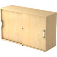 Hammerbacher Schuifdeurkast Spaanplaat 1 Plank Afsluitbaar 1.200 x 400 x 748 mm Ahorn Bruin