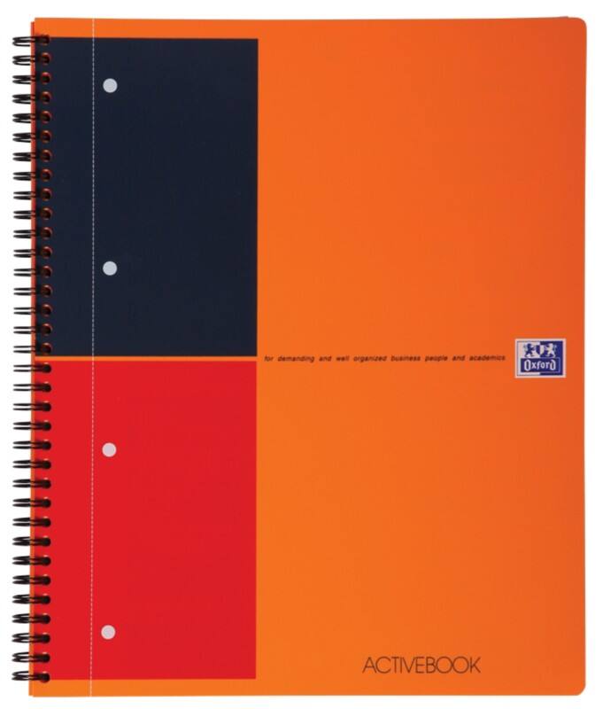 OXFORD International Activebook Collegeblok met spiraal A4+ Gelinieerd Spiraalbinding Polypropyleen Oranje Geperforeerd 160 Pagina's 5 Stuks à 80 Vellen