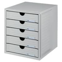 HAN Ladesysteem Kunststof, PS (Polystyreen) Grijs 5 Lades 27,5 x 33 x 32 cm