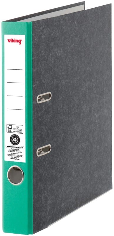 Viking Smal Ordner A4 50 mm Groen, zwart 2 Ringen Karton Wolkenmarmer Staand Gerecycled