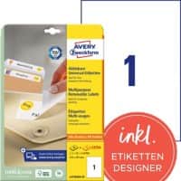 Avery Etiketten L4735REV-25 Klevend A4 Wit 210 x 297 mm 30 Vellen à 1 Etiketten