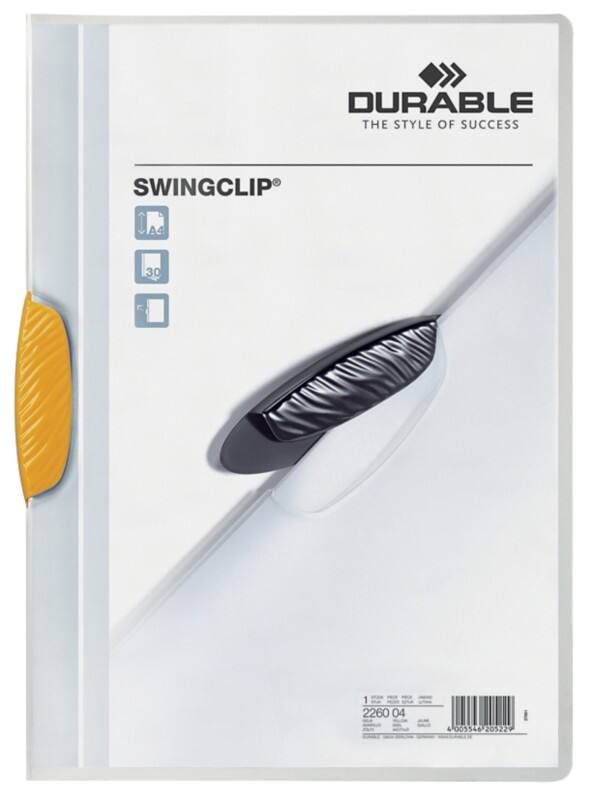 DURABLE Klemmappen Swingclip A4 Geel Polypropyleen 22,5 x 31 cm