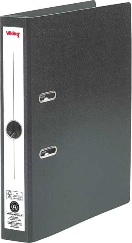 Viking Prem Touch Smal Hangordner A4 50 mm Zwart 2 Ringen Karton Mat Staand Gerecycled