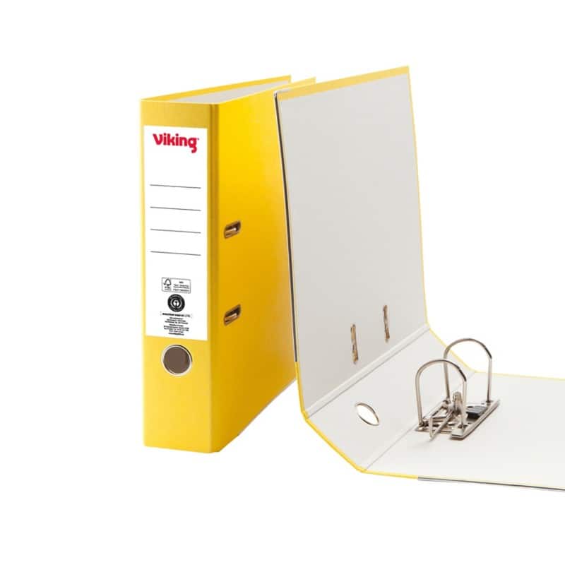 Viking Breed Ordner A4 75 mm Geel 2 Ringen Karton Mat Staand Gerecycled