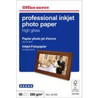 Office Depot Inkjet Fotopapier Glanzend 10 x 15 cm 270 g/m² Wit 50 Vellen