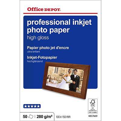 Office Depot Inkjet Fotopapier Glanzend 10 x 15 cm 270 g/m² Wit 50 Vellen