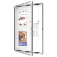 Nobo Premium Plus Magnetische Afsluitbare Binnenvitrine 1902560 Muurbevestiging Aluminium Frame Scharnierdeur van veiligheidsglas 9xA4 Wit 709 x 970 mm