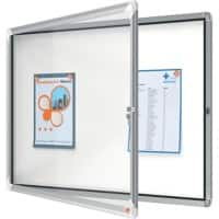 Nobo Premium Plus Buitenvitrine Magnetisch Afsluitbaar Weerbestendig 1902579 Wandmontage Aluminium frame Scharnierdeur van veiligheidsglas 8 x A4 Wit 924 x 668 mm