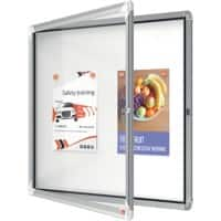 Nobo Premium Plus Magnetische Afsluitbare Weerbestendige Buitenvitrine 1902578 Muurbevestiging Aluminium Frame Scharnierdeur van veiligheidsglas 6xA4 Wit 709 x 668 mm