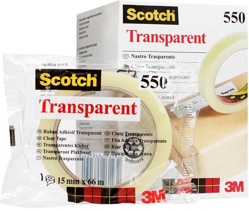 Scotch Plakband Crystal Clear 550 Transparant 19 mm (B) x 66 m (L) PP (Polypropeen) 8 Rollen