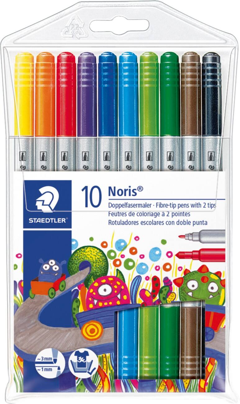 STAEDTLER Noris Club Twee zijdige viltstiften Ronde Punt Kleurenassortiment 10 Stuks