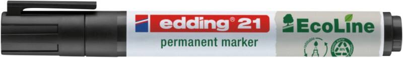 edding EcoLine 21 Permanentmarker Medium Ronde punt 1,5 - 3 mm Zwart Navulbaar Waterbestendig