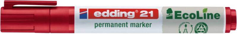 edding EcoLine 21 Permanentmarker Medium Ronde punt 1,5 - 3 mm Rood Navulbaar Waterbestendig