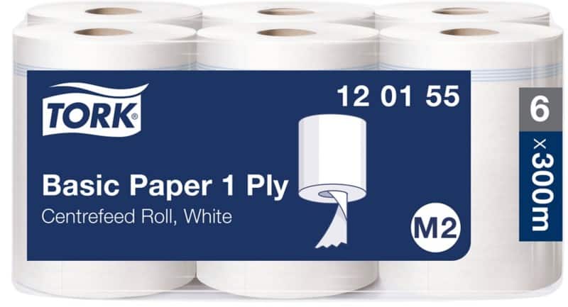 Tork 100% Gerecycled Centrefeeddispenser M2 Centerfeed 1-laags 0,561 m 120155 6 Rollen à 300 m