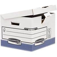 Bankers Box System Flip top Kubus Archiefdozen A4 Wit, blauw Karton 37,7 x 39,5 x 31 cm 10 Stuks