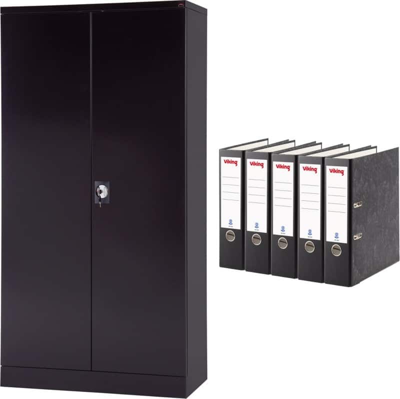 Realspace Draaideurkast Staal 4 Planken Afsluitbaar 920 x 420 x 1.800 mm Zwart