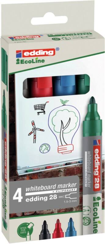 edding EcoLine 28 Niet-permanent Whiteboard-marker Kleurenassortiment Medium Ronde punt 1,5 - 3 mm 4 Stuks