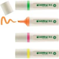 edding EcoLine 24 Tekstmarker Kleurenassortiment Medium Beitelpunt 2 - 5 mm Navulbaar 4 Stuks