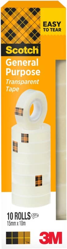 Scotch Plakband 508 Transparant 15 mm (B) x 10 m (L) PP (polypropyleen) Laag Geluidsniveau 10 Rollen à 10 m