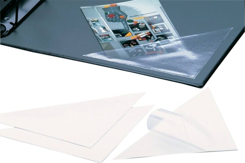 DURABLE Driehoektassen Cornerfix Transparant Kunststof Zelfklevend 7,5 x 7,5 cm 100 Stuks