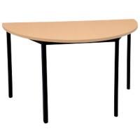 Niceday Halfronde Tafel met Beuken Gekleurd MFC & Aluminium Top en Zwarte Frame 1200 x 600 x 750 mm