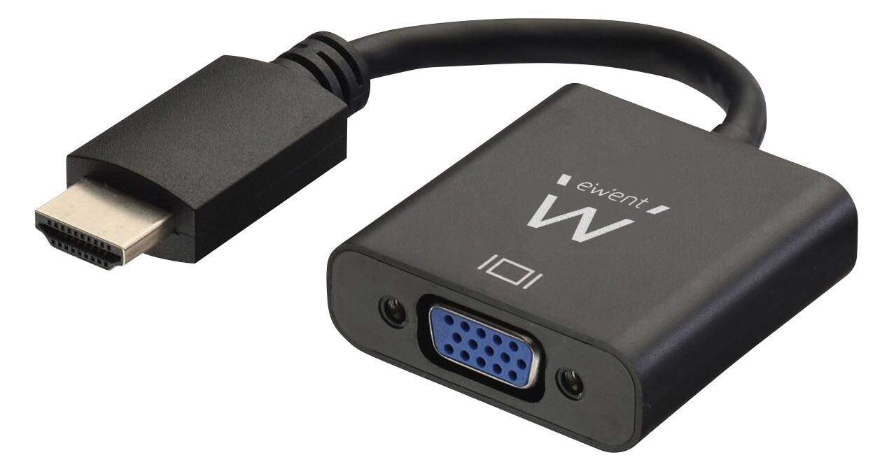 ewent 1 x HDMI male naar 1 x VGA female Converter met audio 0.2m Zwart