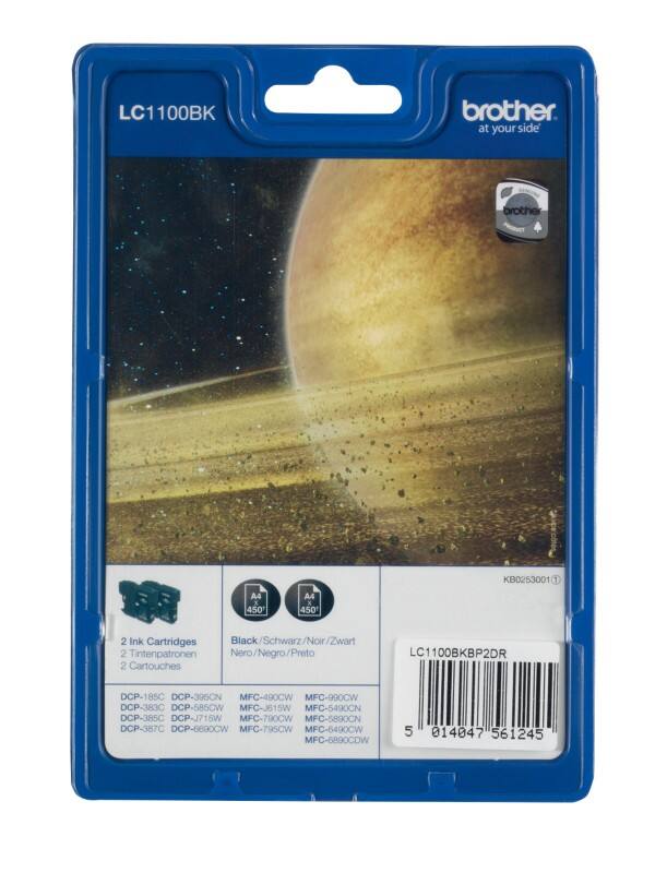 Brother LC1100BK Origineel Inktcartridge Zwart Duopack 2 Stuks