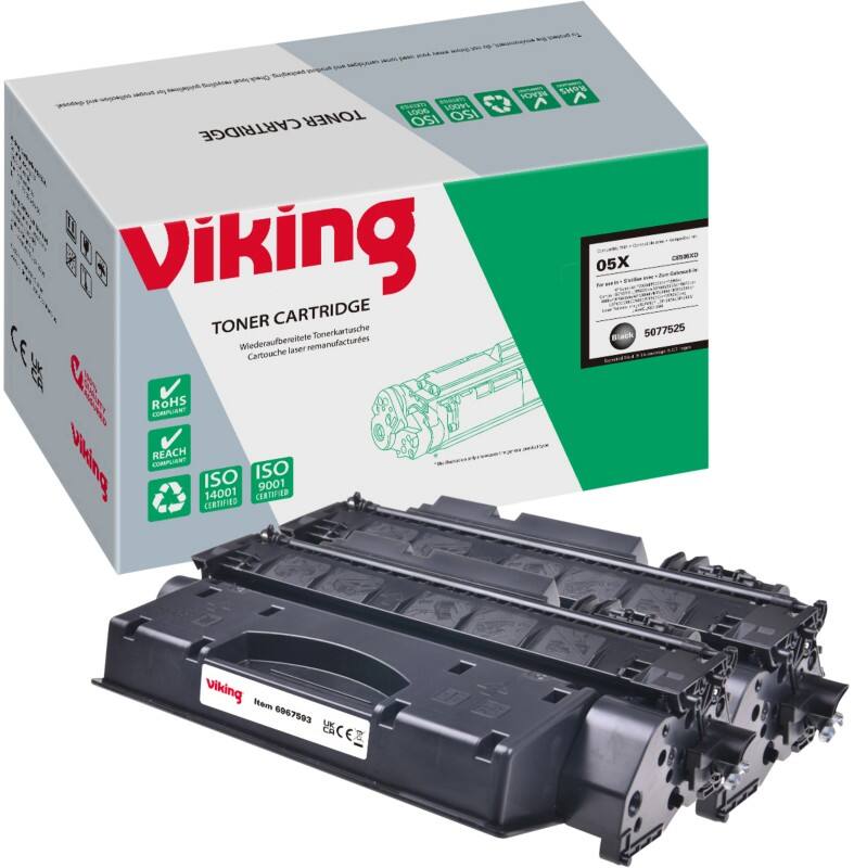 Viking 05X compatibele HP tonercartridge CE505XD zwart duopak 2 stuks