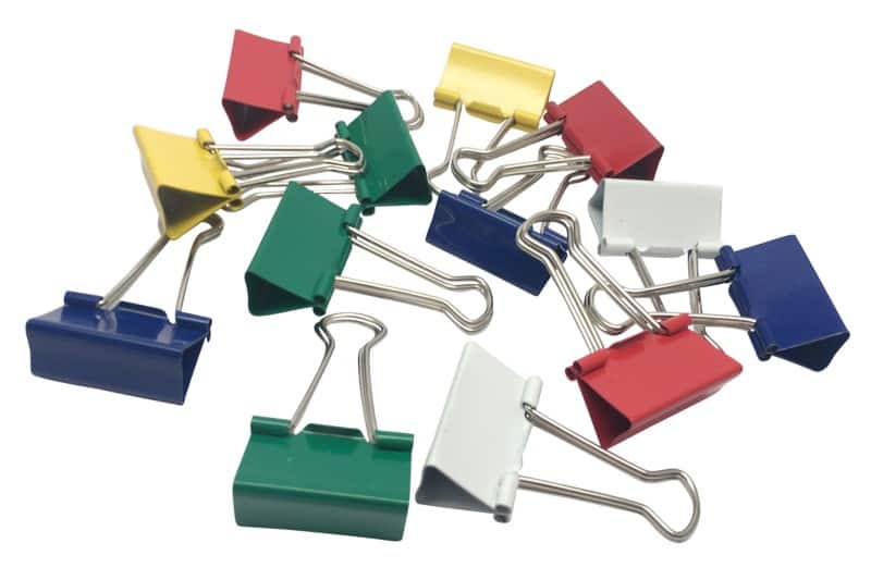 Viking Papierklemmen Foldback Clips 32 mm Rood, geel, blauw, groen, wit 40Mn, metaal 50 Stuks