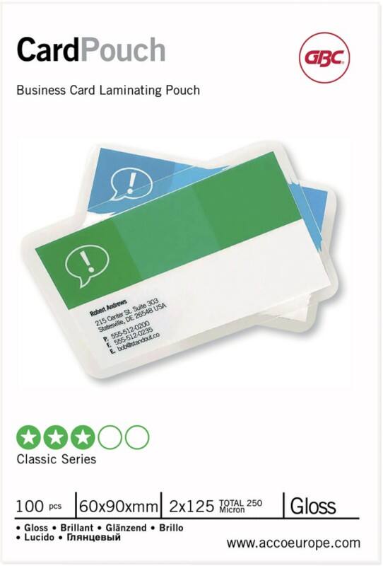 GBC Card Lamineerhoezen Visitekaartje & creditcard Glanzend 125 micron (2 x 125) Transparant 100 Stuks