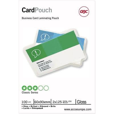 GBC Lamineerhoes Visitekaartje & creditcard Glanzend 2 x 125 (250) Micron Transparant 100 Stuks