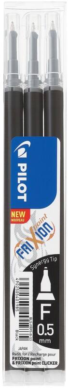 Pilot FriXion Point Penvulling 0,25 mm Fijn Rollerball Zwart 3 Stuks