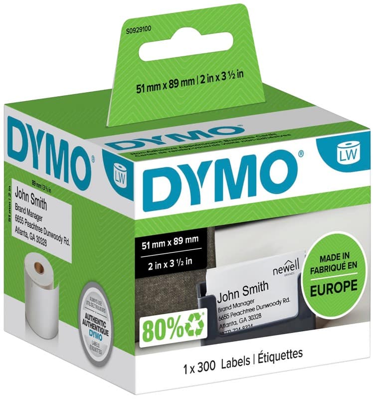 DYMO Naambadges S0929100 51 x 89 mm Authentiek Wit 300 Etiketten