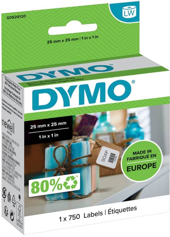 Dymo LW S0929120 Authentiek Square Labels Zelfklevend Wit 25 x 25 mm