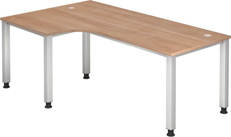 Hammerbacher Q Series VQS Hoekbureau Rechthoekig Walnoot 4 metalen poten 2.000 (B) x 1.200 (D) x 810 (H) mm Spaanplaat, Staal