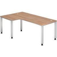Hammerbacher Q Series VQS Hoekbureau Rechthoekig Walnoot 4 metalen poten 2.000 (B) x 1.200 (D) x 810 (H) mm Spaanplaat, Staal
