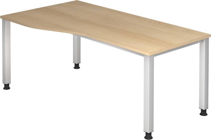 Hammerbacher VQS Hoogteverstelbaar Bureau Vrije vorm Eiken 4 metalen poten 1.800 (B) x 1.000 (D) x 810 (H) mm Spaanplaat, Staal