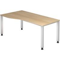 Hammerbacher VQS Hoogteverstelbaar Bureau Vrije vorm Eiken 4 metalen poten 1.800 (B) x 1.000 (D) x 810 (H) mm Spaanplaat, Staal