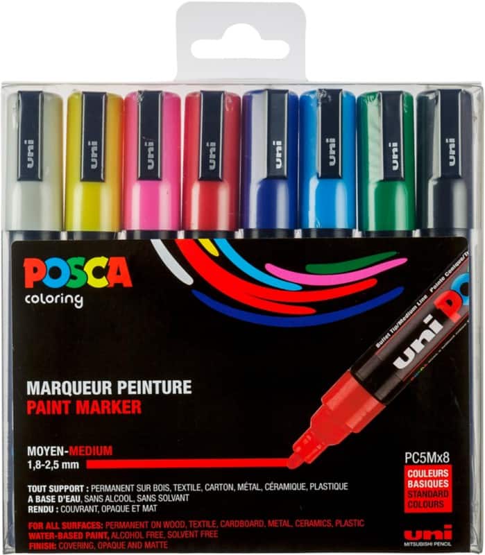 POSCA POSCA PC-5M Lakmarker Kleurenassortiment Medium Ronde punt 1,8 - 2,5 mm 8 Stuks